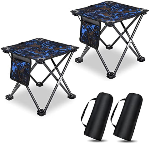 2 Pack Folding Camping Stool Portable Outdoor Camping Chair for Fishing BBQ Hiking Gardening and Beach,Travel with Carry Bag