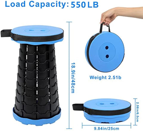 Foldable Telescoping Stool Portable, Retractable Stool for Fishing, Upgraded Collapsible Folding Seats with Load Capacity 550lbs, Camping Stools for Adults