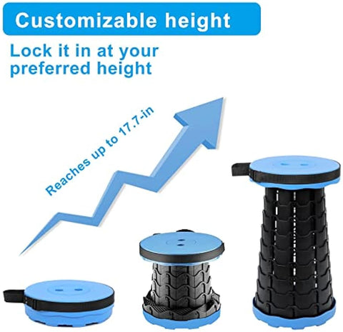 Foldable Telescoping Stool Portable, Retractable Stool for Fishing, Upgraded Collapsible Folding Seats with Load Capacity 550lbs, Camping Stools for Adults