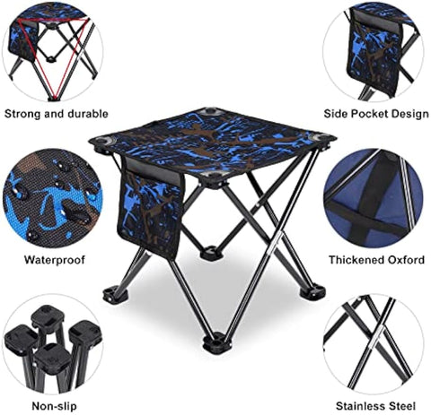 2 Pack Folding Camping Stool Portable Outdoor Camping Chair for Fishing BBQ Hiking Gardening and Beach,Travel with Carry Bag - Grey