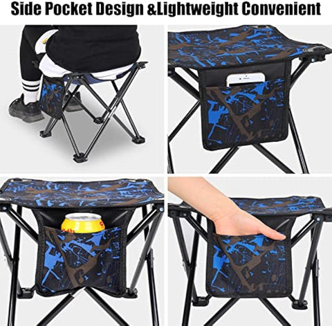 2 Pack Folding Camping Stool Portable Outdoor Camping Chair for Fishing BBQ Hiking Gardening and Beach,Travel with Carry Bag - Black