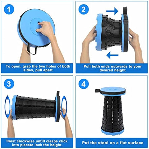 Foldable Telescoping Stool Portable, Retractable Stool for Fishing, Upgraded Collapsible Folding Seats with Load Capacity 550lbs, Camping Stools for Adults