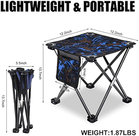 2 Pack Folding Camping Stool Portable Outdoor Camping Chair for Fishing BBQ Hiking Gardening and Beach,Travel with Carry Bag - Grey