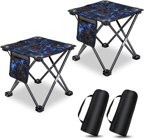 2 Pack Folding Camping Stool Portable Outdoor Camping Chair for Fishing BBQ Hiking Gardening and Beach,Travel with Carry Bag