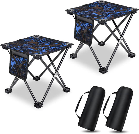 2 Pack Folding Camping Stool Portable Outdoor Camping Chair for Fishing BBQ Hiking Gardening and Beach,Travel with Carry Bag