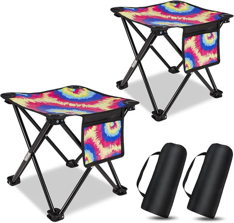 2 Pack Folding Camping Stool Portable Outdoor Camping Chair for Fishing BBQ Hiking Gardening and Beach,Travel with Carry Bag - Grey