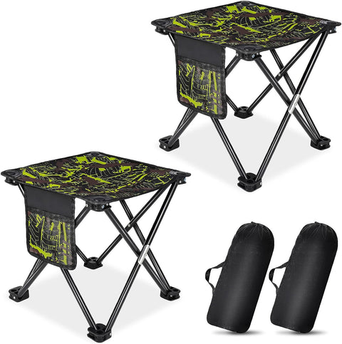 2 Pack Folding Camping Stool Portable Outdoor Camping Chair for Fishing BBQ Hiking Gardening and Beach,Travel with Carry Bag - Grey