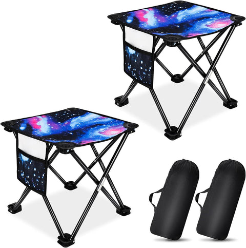 2 Pack Folding Camping Stool Portable Outdoor Camping Chair for Fishing BBQ Hiking Gardening and Beach,Travel with Carry Bag
