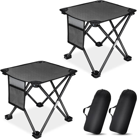 2 Pack Folding Camping Stool Portable Outdoor Camping Chair for Fishing BBQ Hiking Gardening and Beach,Travel with Carry Bag - Grey