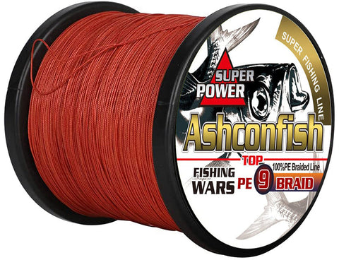Ashconfish 9 braided fishing line round braid red
