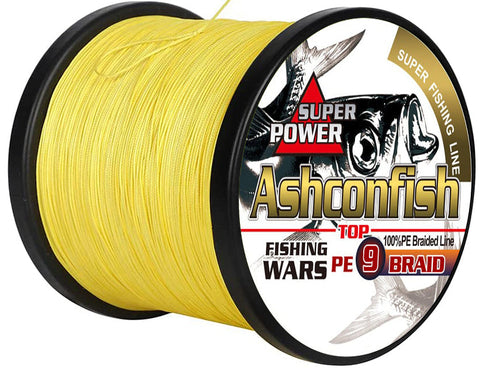 Ashconfish 9 braided fishing line round braid yellow