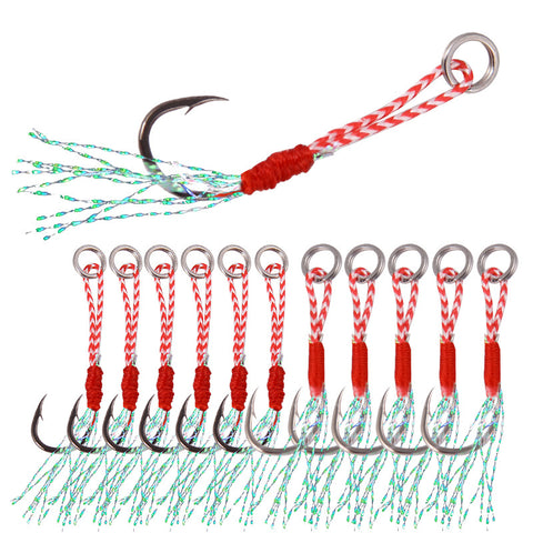 Assist Jig Fishing Hooks with Feathers