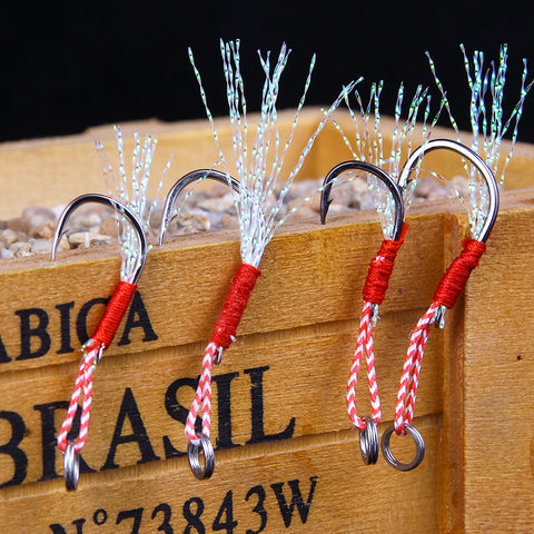Assist Jig Fishing Hooks with Feathers