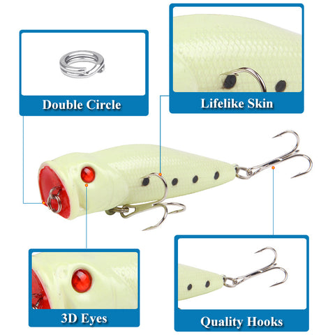 buy wholesale cheap price Luminous Fishing Lures Set Topwater - Hard Bait Popper 5 Styles
