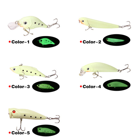 buy wholesale cheap price Luminous Fishing Lures Set Topwater - Hard Bait Popper 5 Styles
