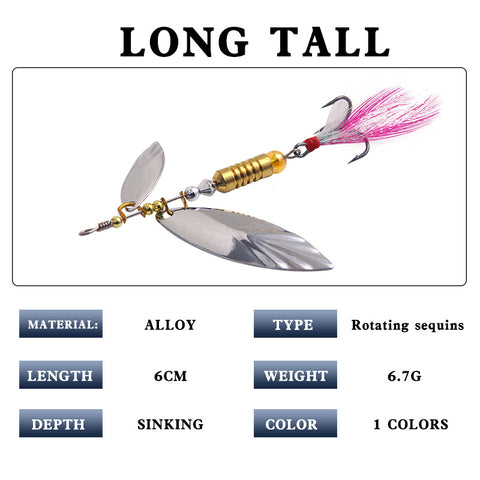 Buy Metal Spinner Spoons Feather Fishing Hooks wholesale cheap price