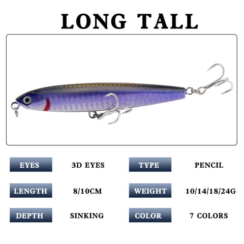 Fishing Lures Set Topwater - Hard Bait Popper 7 Colors / XY-535