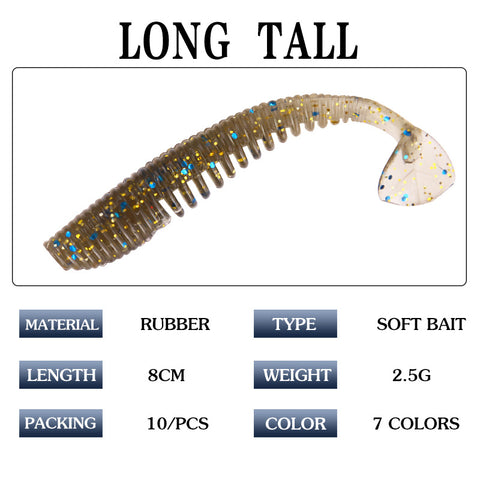 Buy Fishing Lures Set - Soft Bait Grubs 10 PCS per Bag - 7 Colors wholesale cheap price