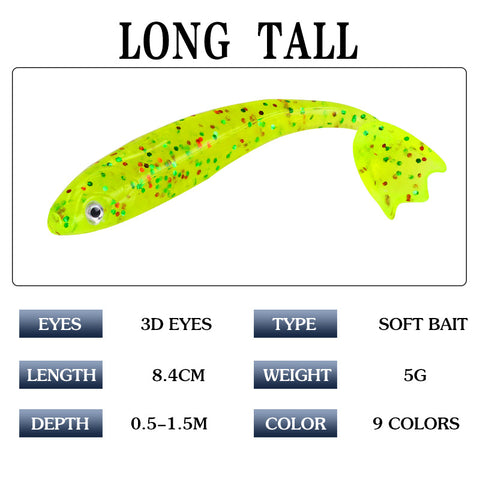 Buy Fishing Lures Set - Soft Bait Grubs 5 PCS per Bag - 9 Colors wholesale cheap price