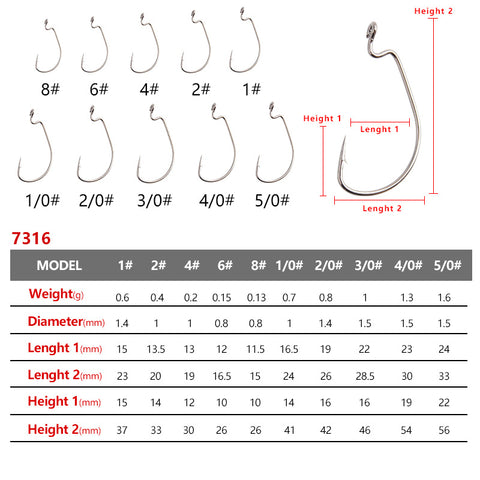 Buy Bass Fishing Worm Hooks Set 10 Pcs per Bag wholesale cheap price
