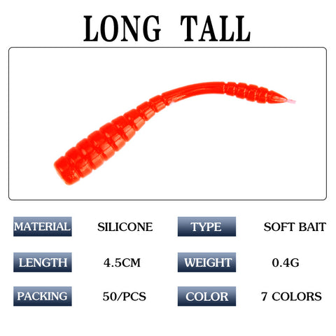 Buy Fishing Lures Set - Soft Bait Worms 50 PCS - 7 Colors wholesale cheap price