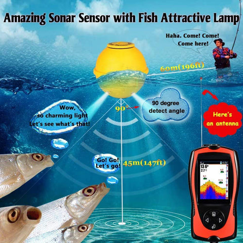 Wireless Sonar LCD Screen Fish Finder with Fish Attractive Lamp